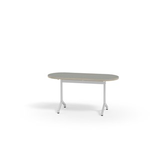 Bord Pilare akustik linoleum oval 120x50 cm vitt stativ
