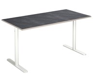 Pelarbord Cross T 140x70 cm akustik linoleum höjd 72 cm vitt stativ