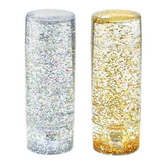 Guld- och silverglittertuber med LED-ljus, 2-pack