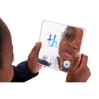 Inspelningsbar ljudbank med spegel