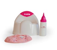 Docktillbehör, potta, nappflaska och haklapp