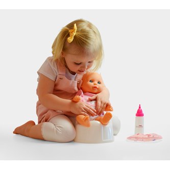 Docktillbehör, potta, nappflaska och haklapp