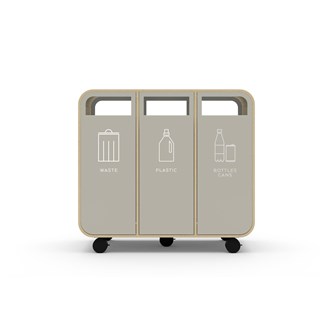 Cloud 3 på hjul klarlackad MDF waste, plastic & bottles cans