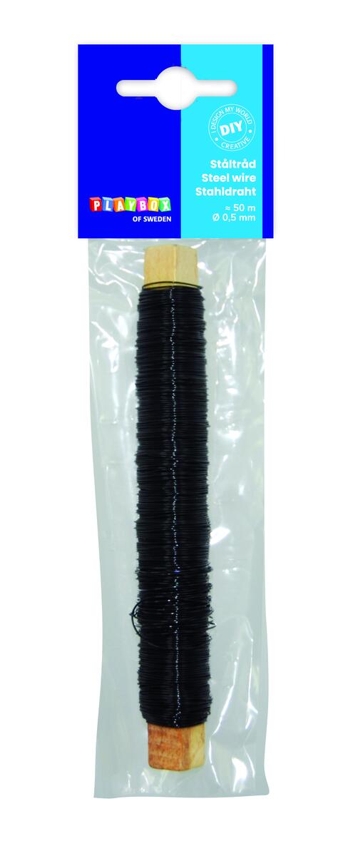 Metalltråd svart 50 m/fp - Lekolar