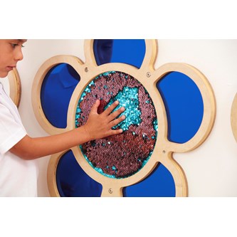 Paljett- och spegeltavla blå blomma