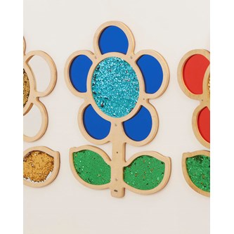 Paljett- och spegeltavla blå blomma