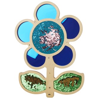 Paljett- och spegeltavla blå blomma