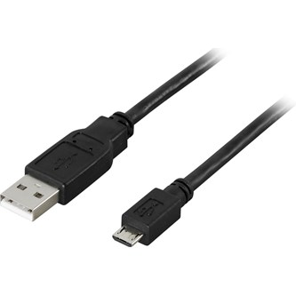 USB 2.0 Laddkabel Typ A hane - Typ Micro-B hane, 0,5 m svart