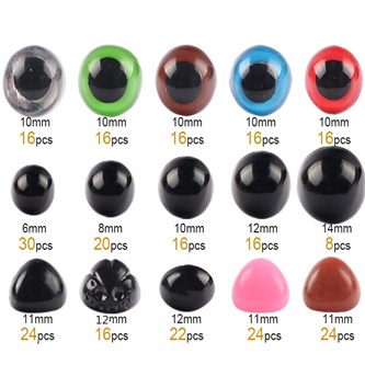 Djurögon och nosar för textil, 280 delar