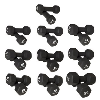 Set med hantlar i neopren 1-10 kg