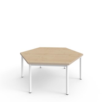 Bord 12:38 FSC BX akustiklaminat optimal hexagon 120x120 cm vitt stativ