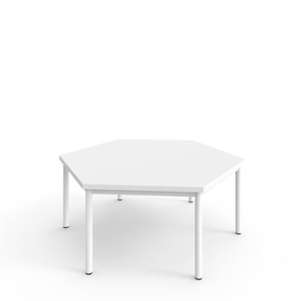 Bord 12:38 FSC BX akustiklaminat optimal hexagon 120x120 cm vitt stativ