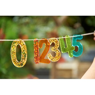 Regnbågsglittrande siffror, 14-pack