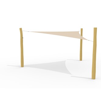 Lekolar solsegel med stolpar 3,6x3,6x3,6 m triangulärt