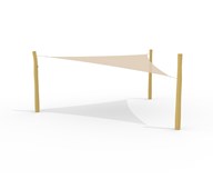 Lekolar solsegel med stolpar 5x5x5 m triangulärt