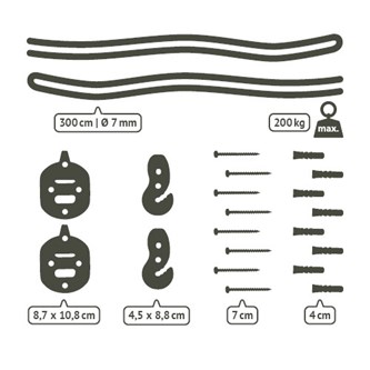 Upphängning för vägg, tak och bjälke för hängmattor