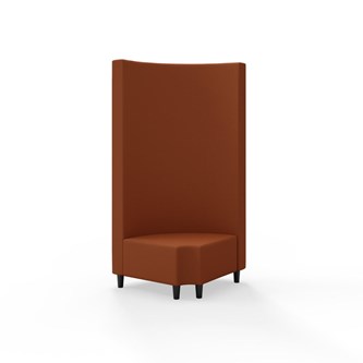 Hörnmodul Snake 90 grader R 12 rund med träben, hög rygg SH37,5