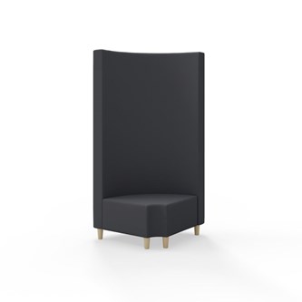 Hörnmodul Snake 90 grader R 12 rund med träben, hög rygg SH37,5