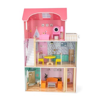 Stort dockhus med möbler