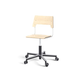 Stol Como FSC BX gas (låg) Alu hjul mellan sits vitt stativ