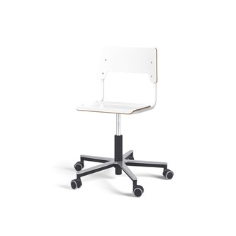 Stol Como FSC BX gas (låg) Alu hjul mellan sits vitt stativ