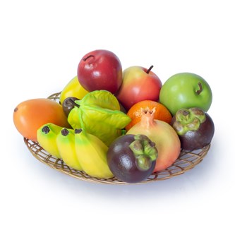 Green rubber toys Lekmat frukter 10-delar