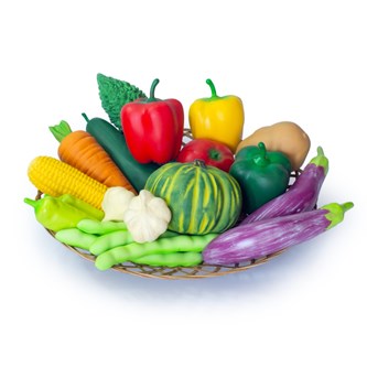 Green rubber toys Lekmat grönsaker 17-delar