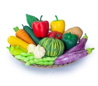 Green rubber toys Lekmat grönsaker 17-delar