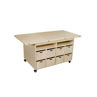 Multibord klarlack med 16 förvaringslådor