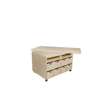 Multibord klarlack med 16 förvaringslådor