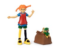 Pippi figurset: Pippi Långstrump med kappsäck och Herr Nilsson.