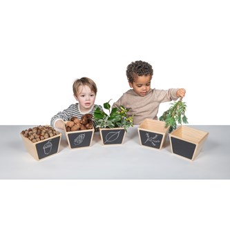 Sorteringslådor i trä, 5 delar