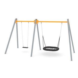 SWING ST0592 hög gungställning med 2 sitsar inkl. fågelbosits