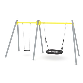 SWING ST0592 hög gungställning med 2 sitsar inkl. fågelbosits