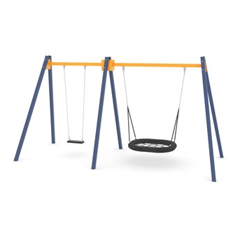 SWING ST0592 hög gungställning med 2 sitsar inkl. fågelbosits