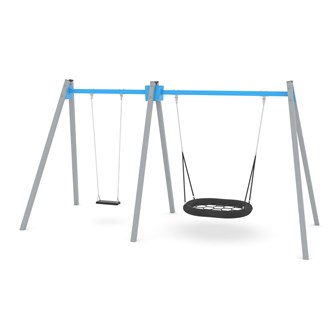 SWING ST0592 hög gungställning med 2 sitsar inkl. fågelbosits
