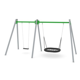 SWING ST0592 hög gungställning med 2 sitsar inkl. fågelbosits