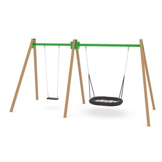 SWING ST0592 hög gungställning med 2 sitsar inkl. fågelbosits