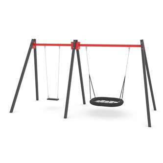 SWING ST0592 hög gungställning med 2 sitsar inkl. fågelbosits