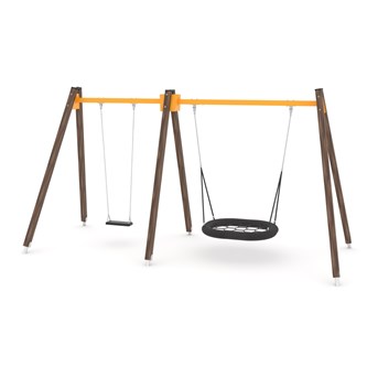 SWING WD0592 hög gungställning med 2 sitsar inkl. fågelbosits