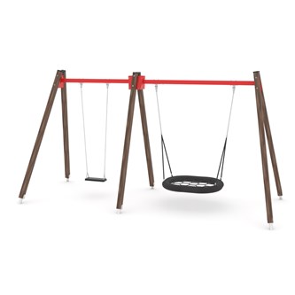 SWING WD0592 hög gungställning med 2 sitsar inkl. fågelbosits