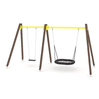 SWING WD0592 hög gungställning med 2 sitsar inkl. fågelbosits