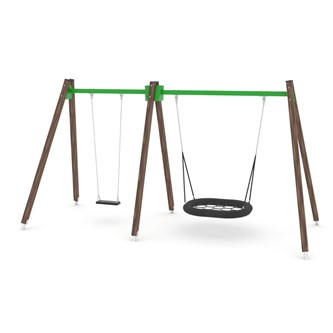 SWING WD0592 hög gungställning med 2 sitsar inkl. fågelbosits