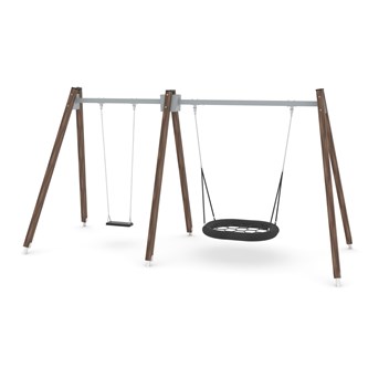 SWING WD0592 hög gungställning med 2 sitsar inkl. fågelbosits