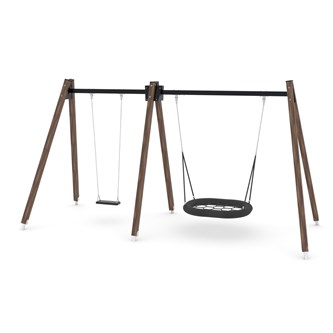 SWING WD0592 hög gungställning med 2 sitsar inkl. fågelbosits