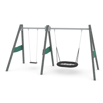 Recycled:play hög gungställning med 2 sitsar inkl fågelbosits iRC0592