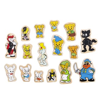 Bamse Figurset i trä, 16 delar