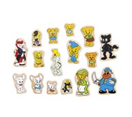 Bamse Figurset i trä, 16 delar