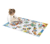 Lekmatta stad med bilar och hus, 43 delar