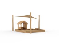 Naturiq sandlåda med lekhus och solsegel